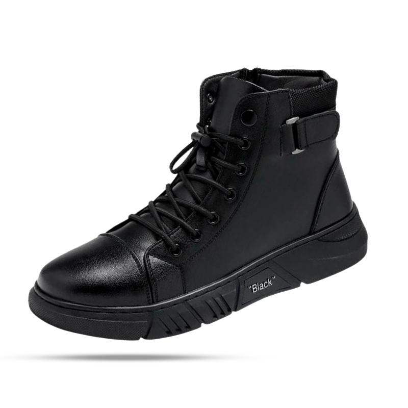 Men's Court Black Leather Boot - Veltic