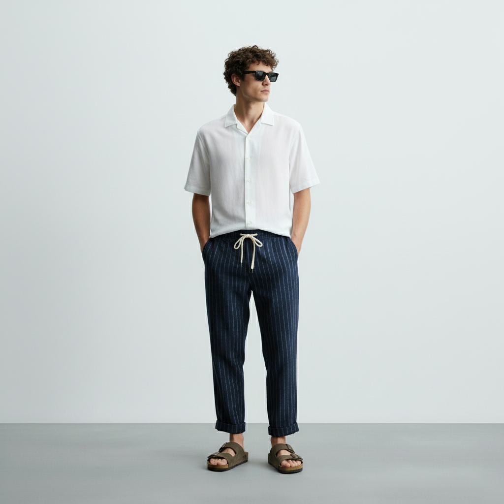 Men's Linen Trousers Cassis - Veltic