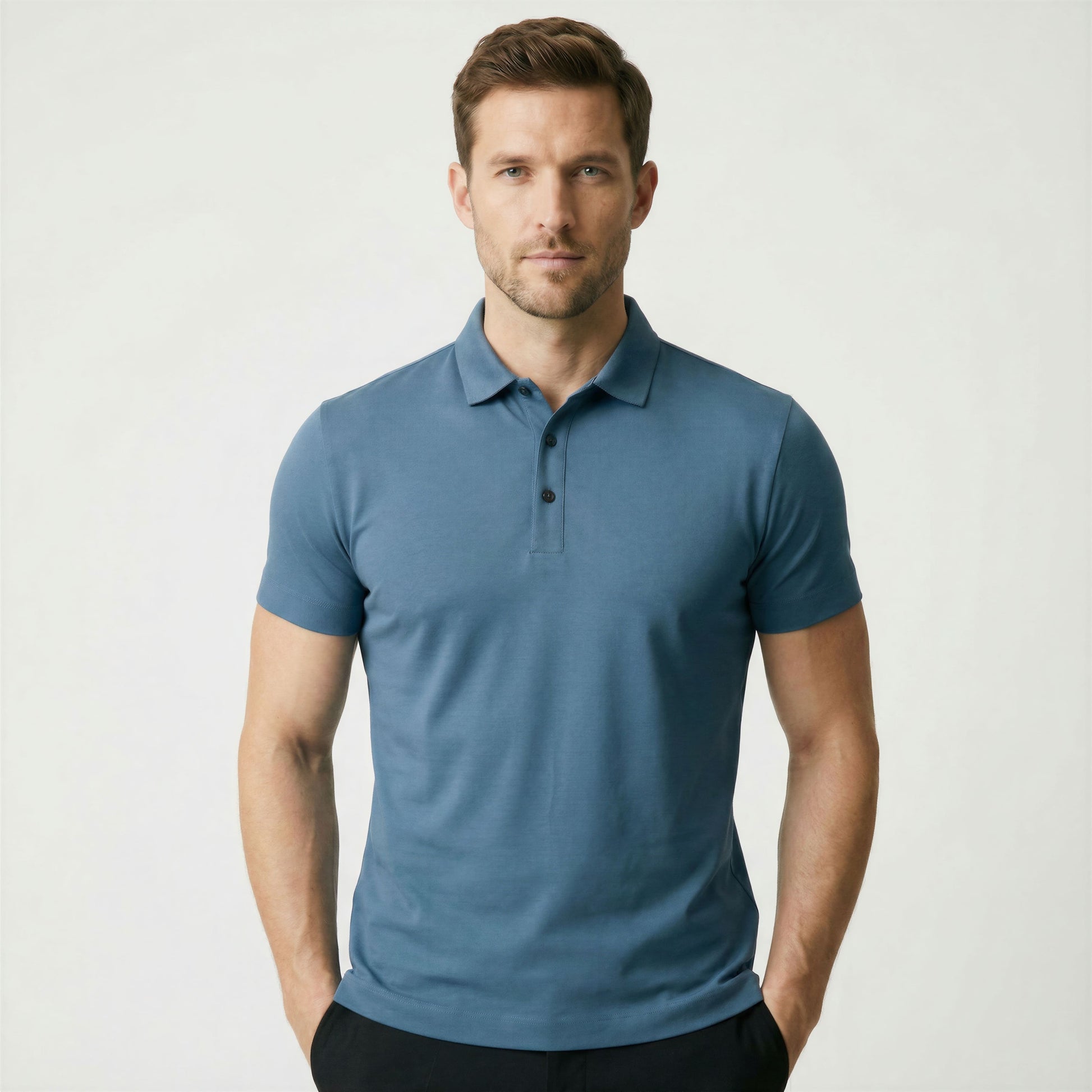 Men's Silk Polo Shirt Ice - Veltic