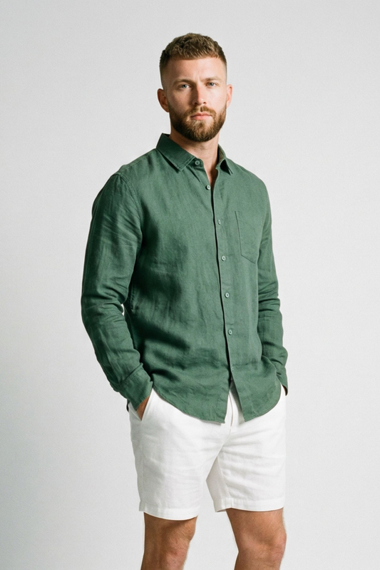 Men's Linen Shirt with Pocket - Veltic