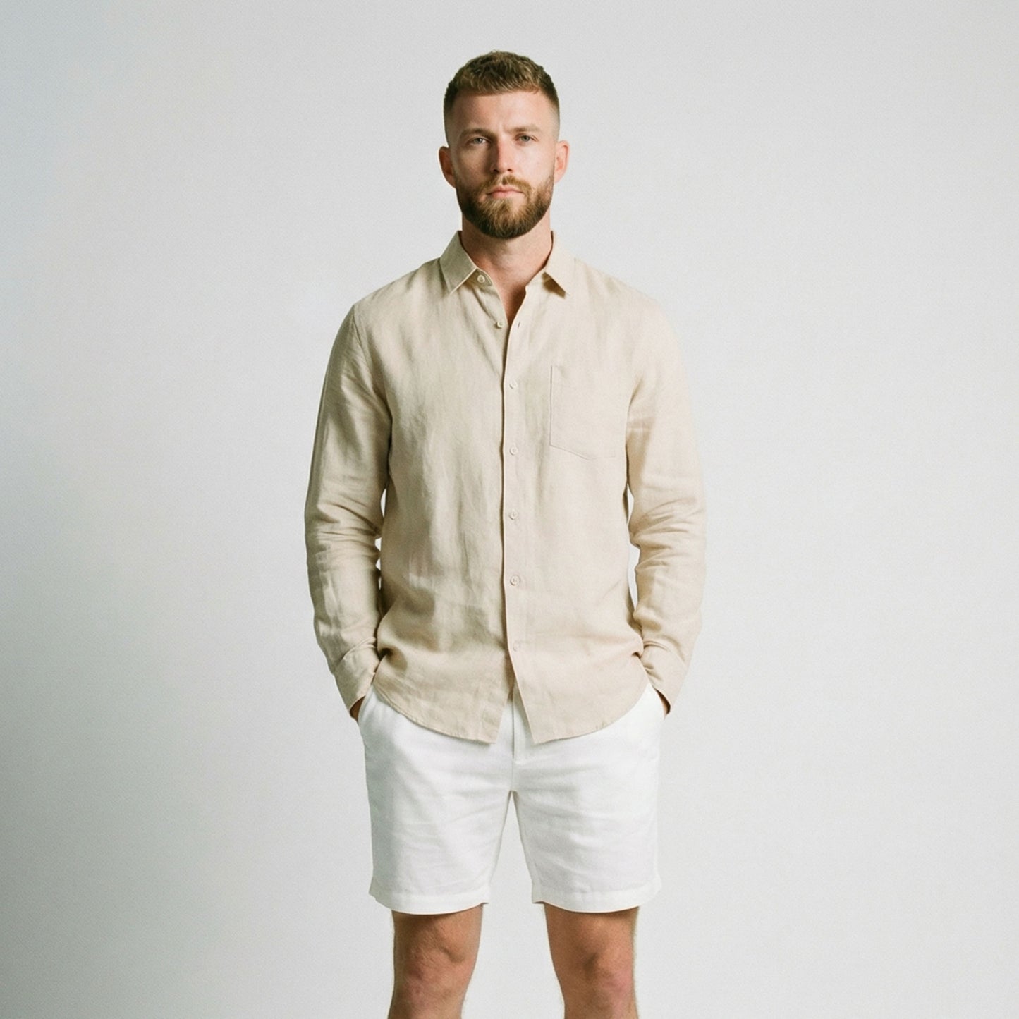 Men's Linen Shirt with Pocket - Veltic