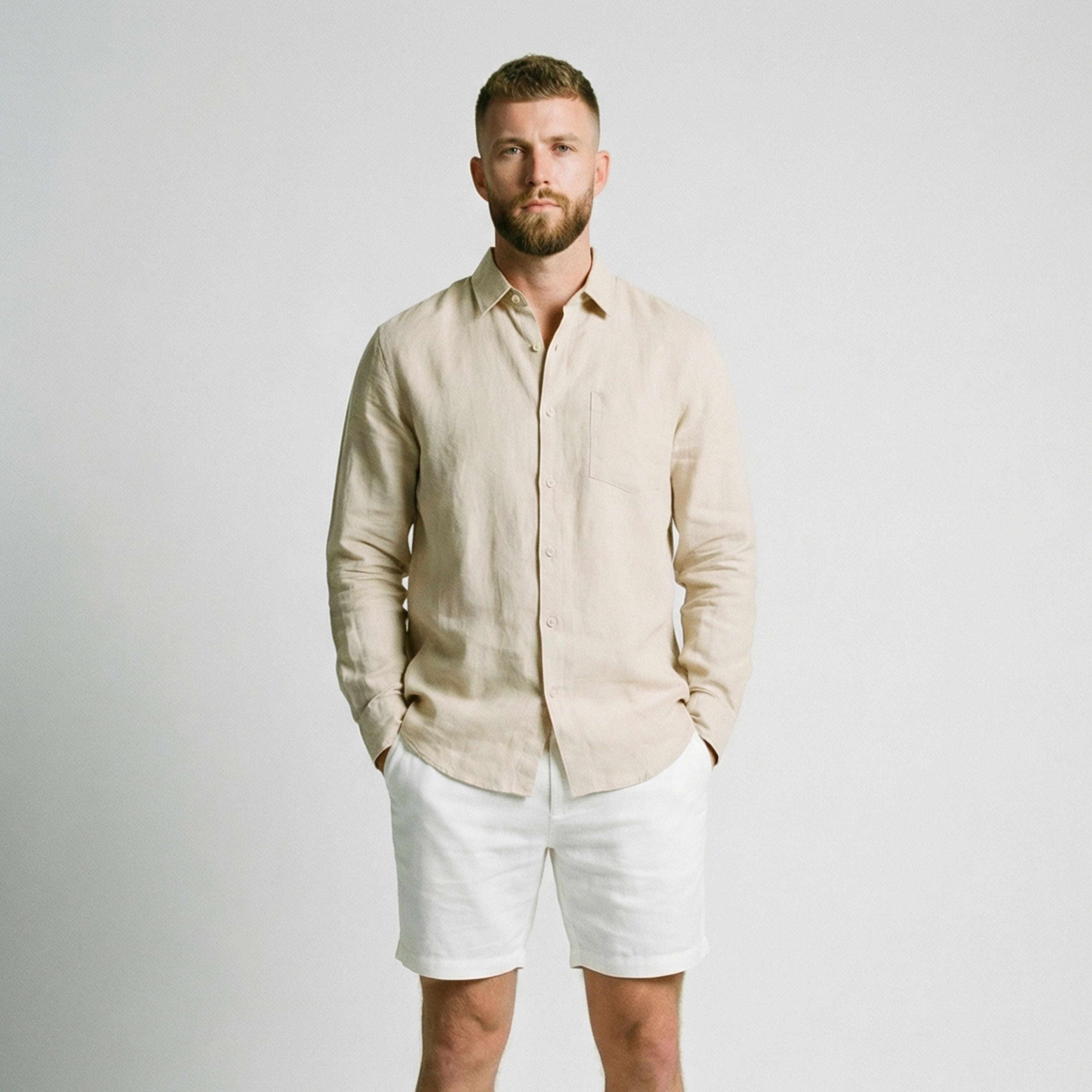 Men's Linen Shirt with Pocket - Veltic