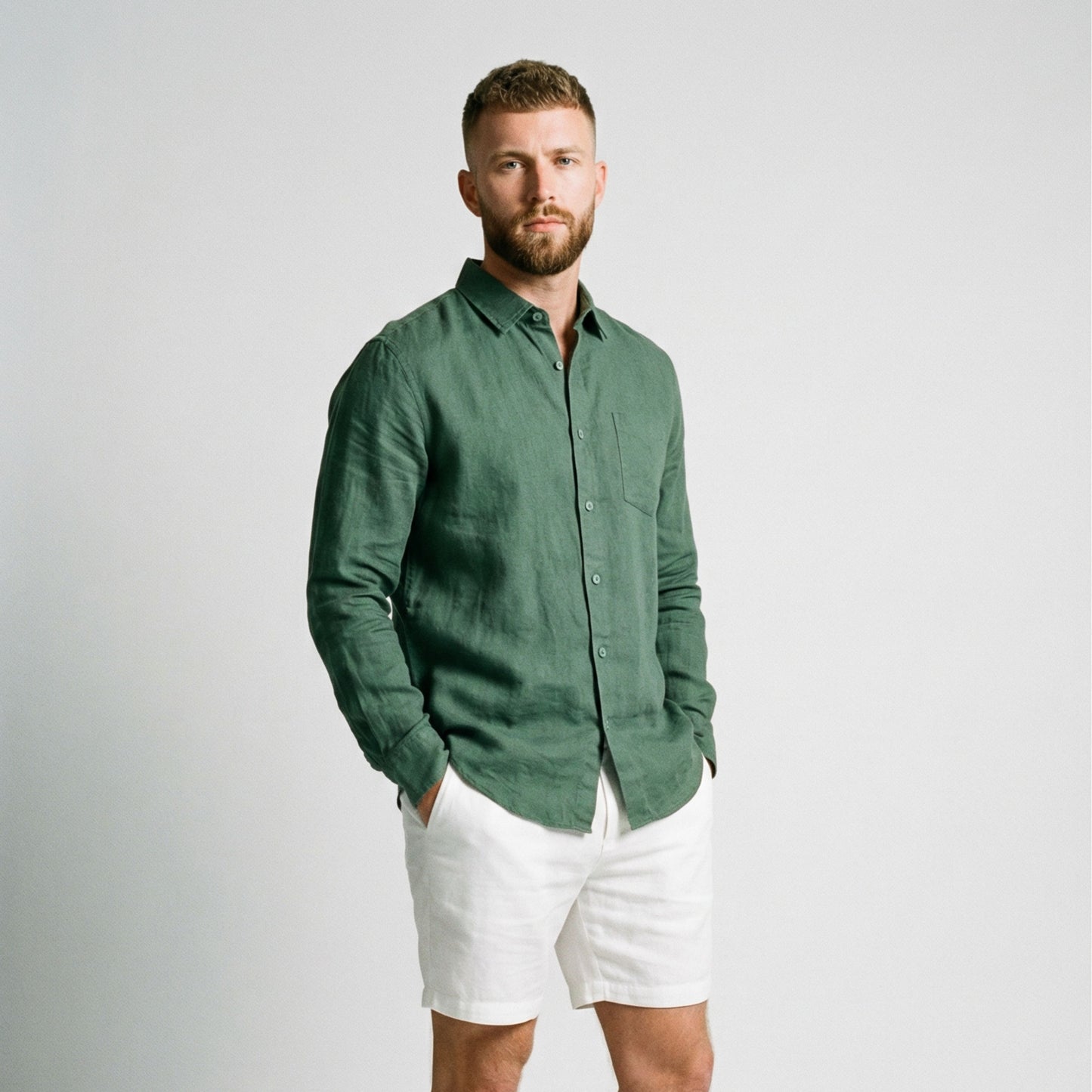 Men's Linen Shirt with Pocket - Veltic