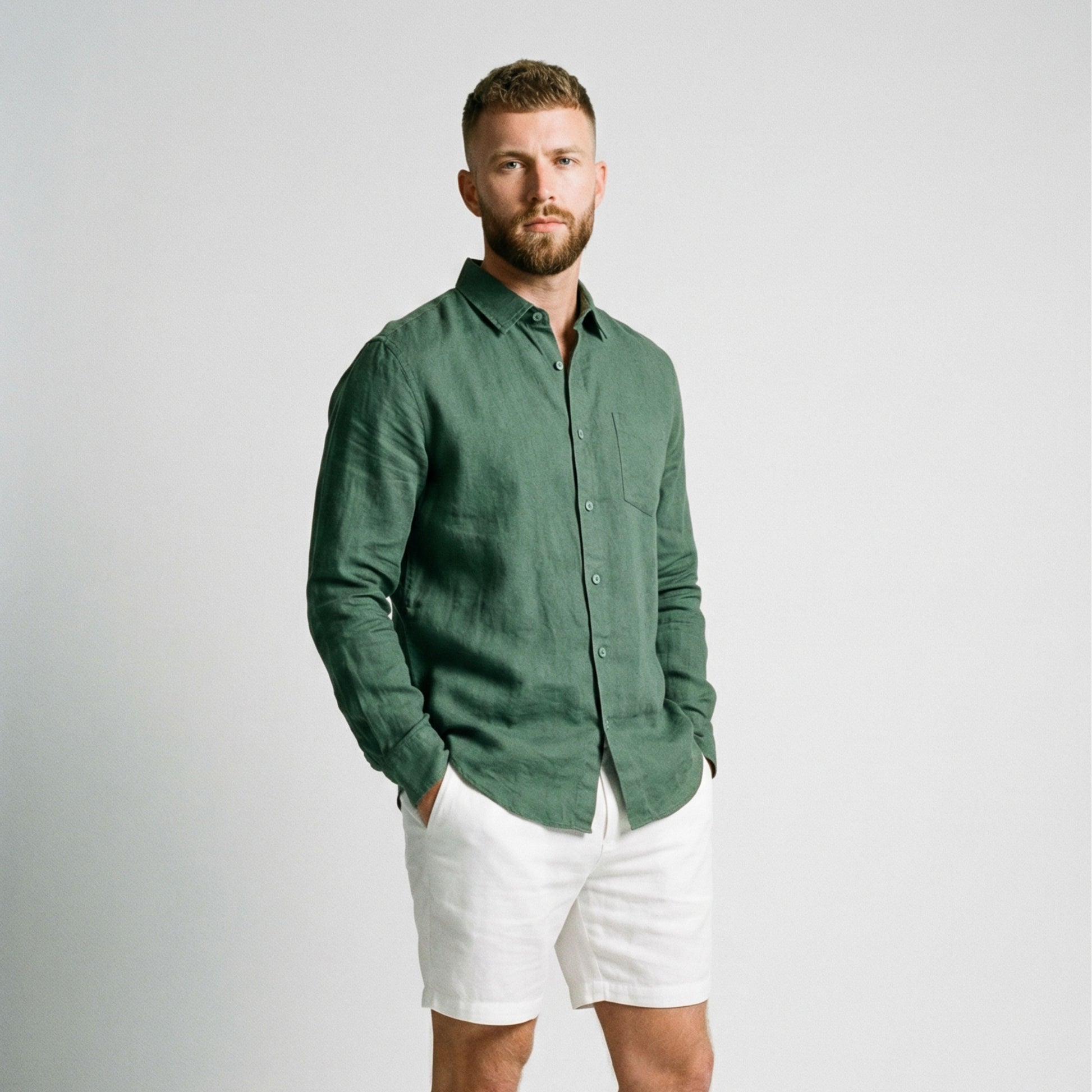 Men's Linen Shirt with Pocket - Veltic