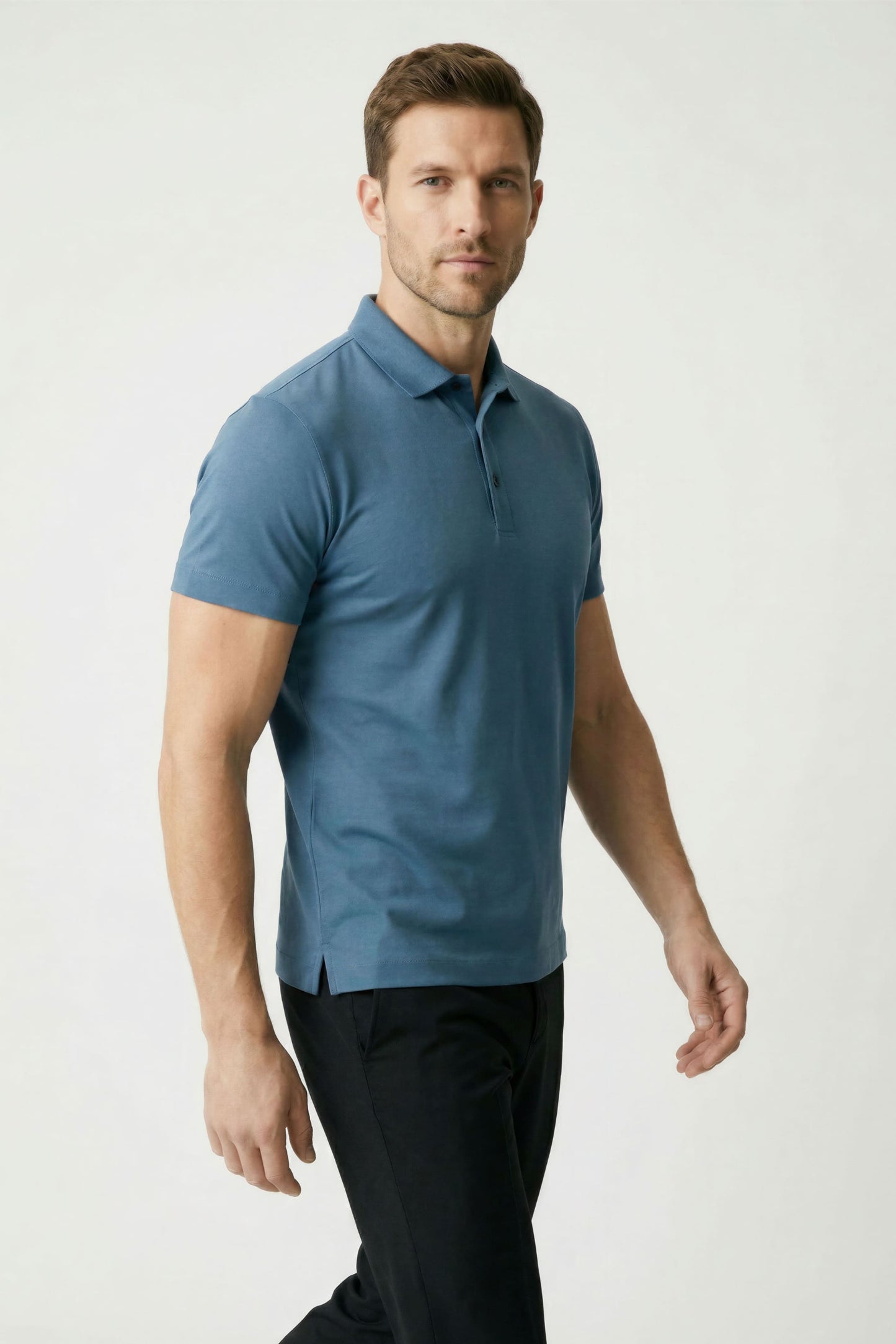 Men's Silk Polo Shirt Ice - Veltic