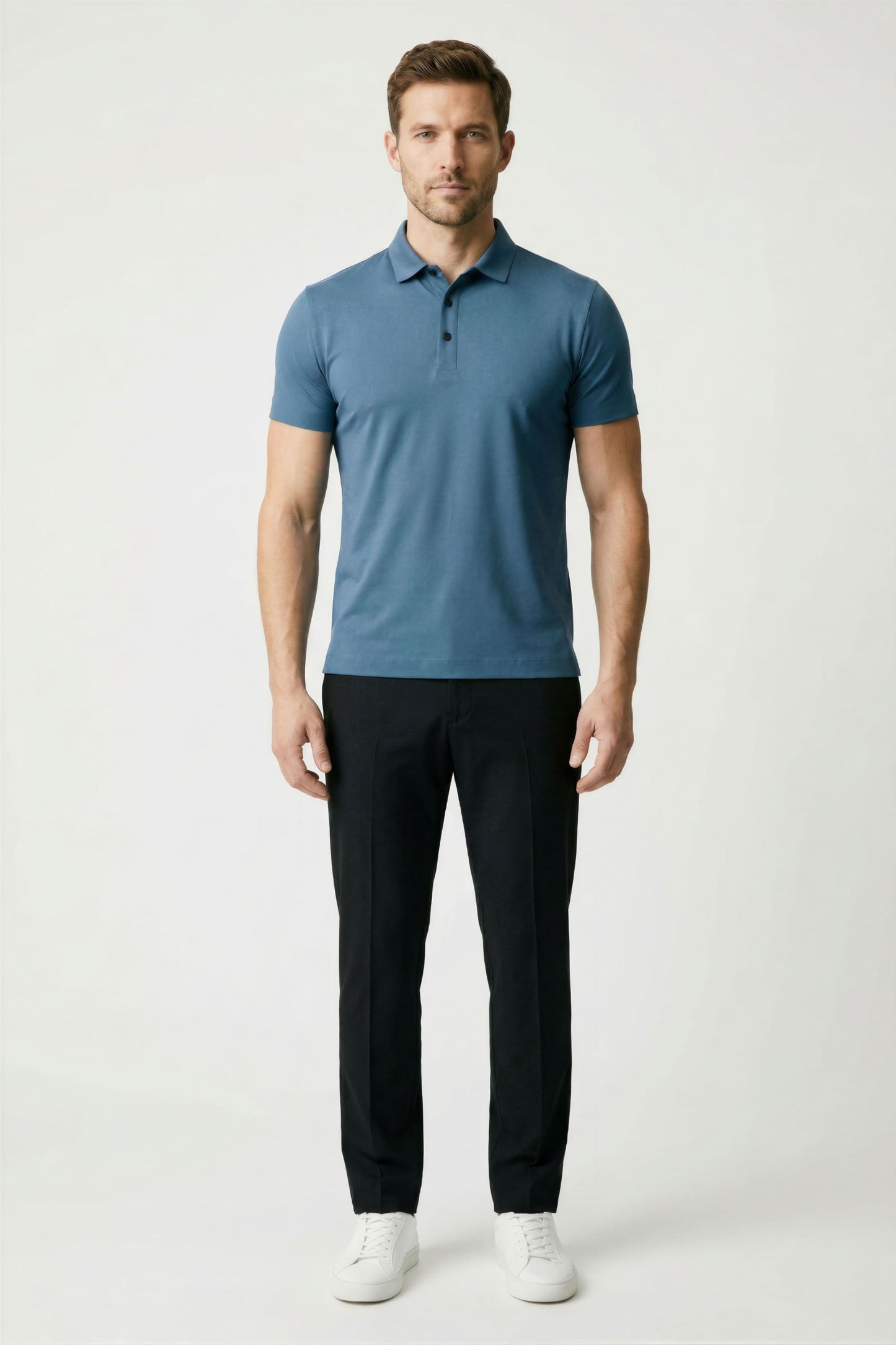 Men's Silk Polo Shirt Ice - Veltic