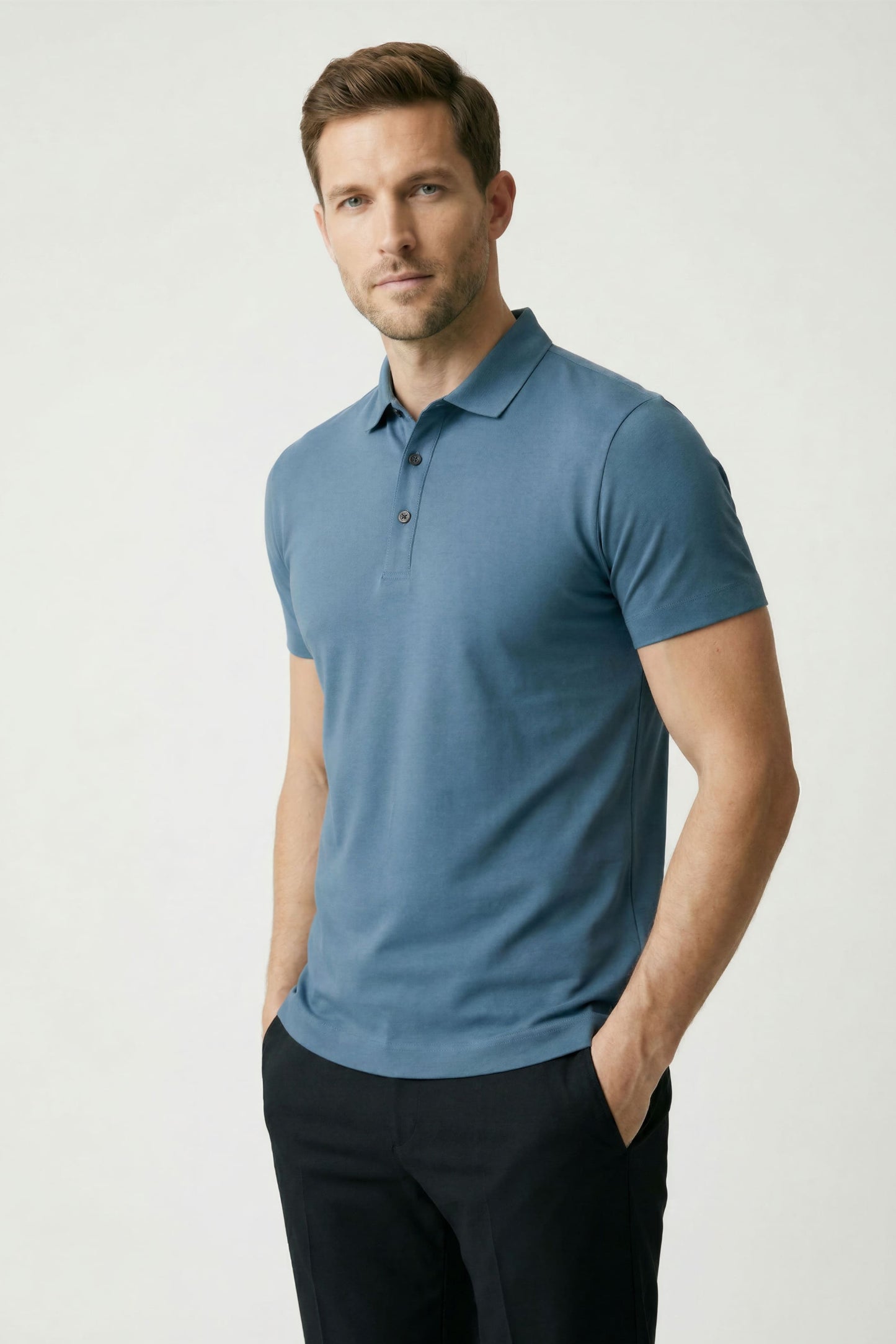 Men's Silk Polo Shirt Ice - Veltic