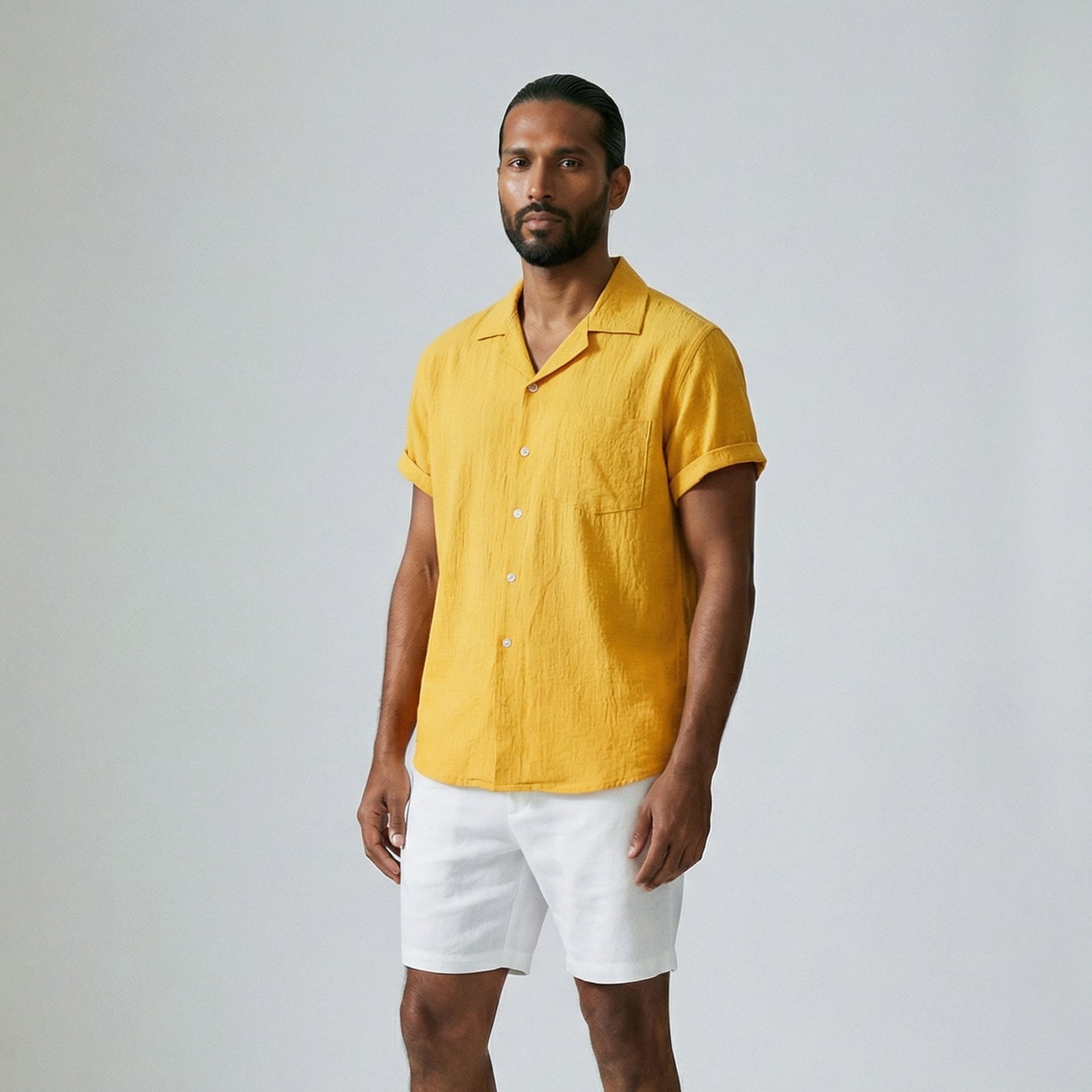 Men's Linen Shirt with Tourist Collar - Veltic