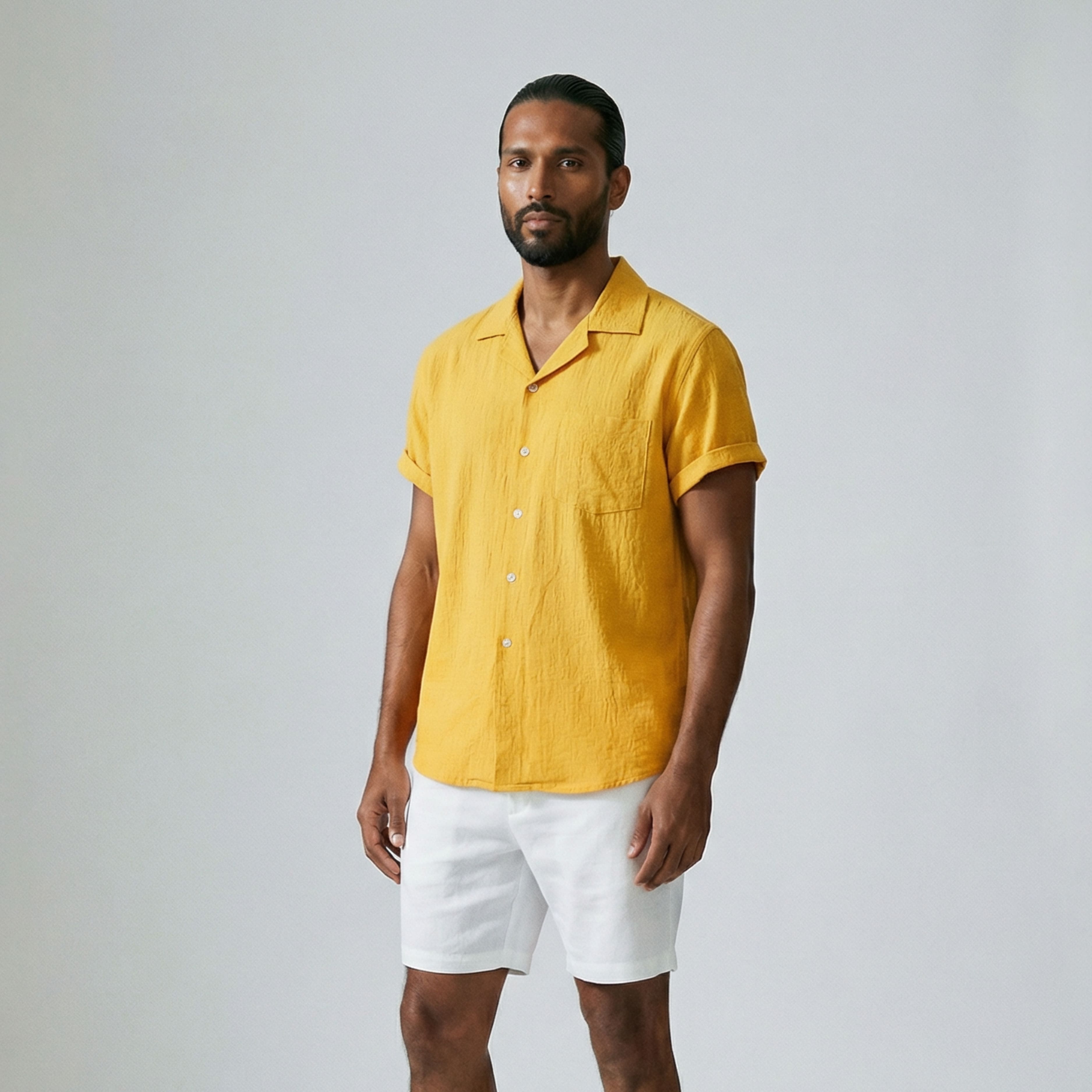 Men's Linen Shirt with Tourist Collar - Veltic