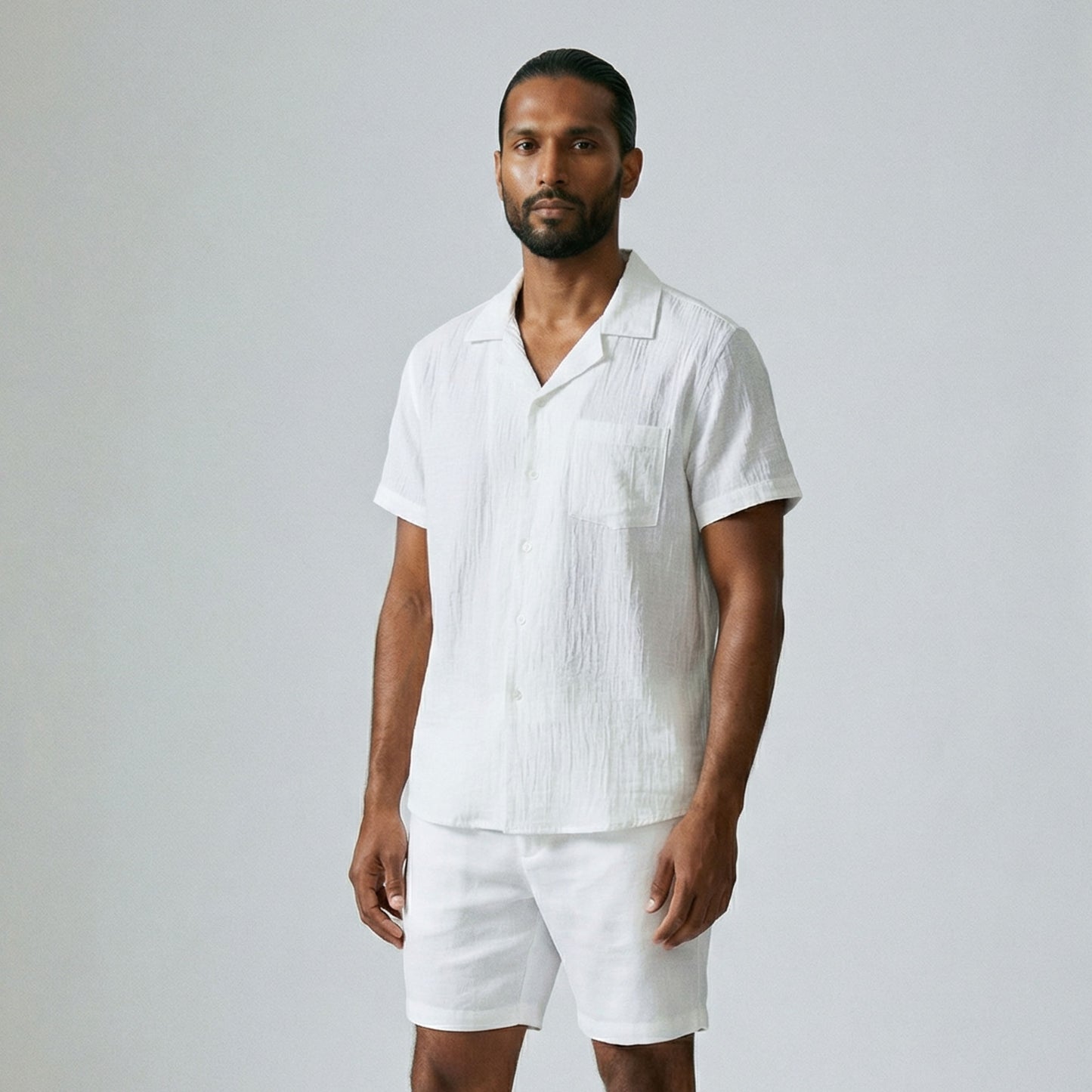 Men's Linen Shirt with Tourist Collar - Veltic