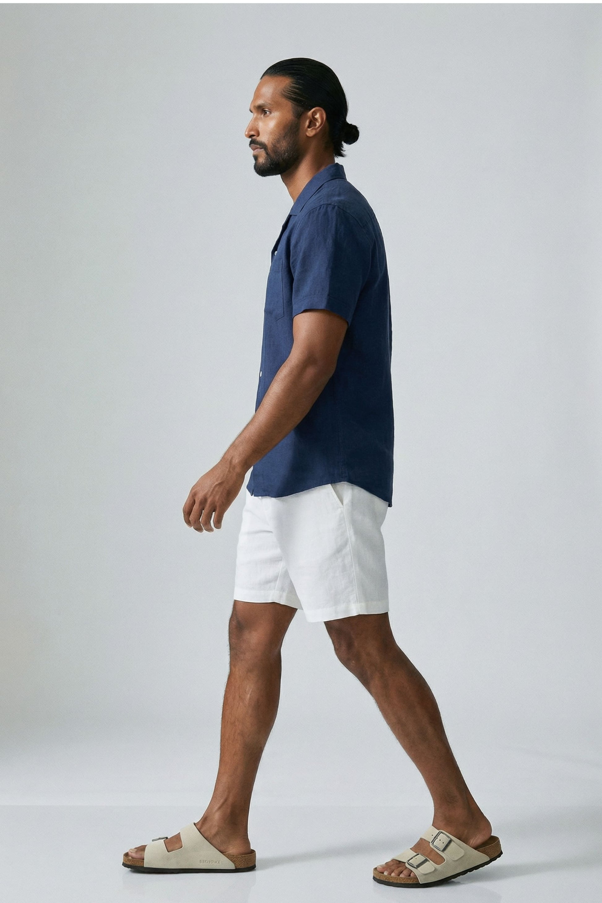 Men's Linen Shirt with Tourist Collar - Veltic