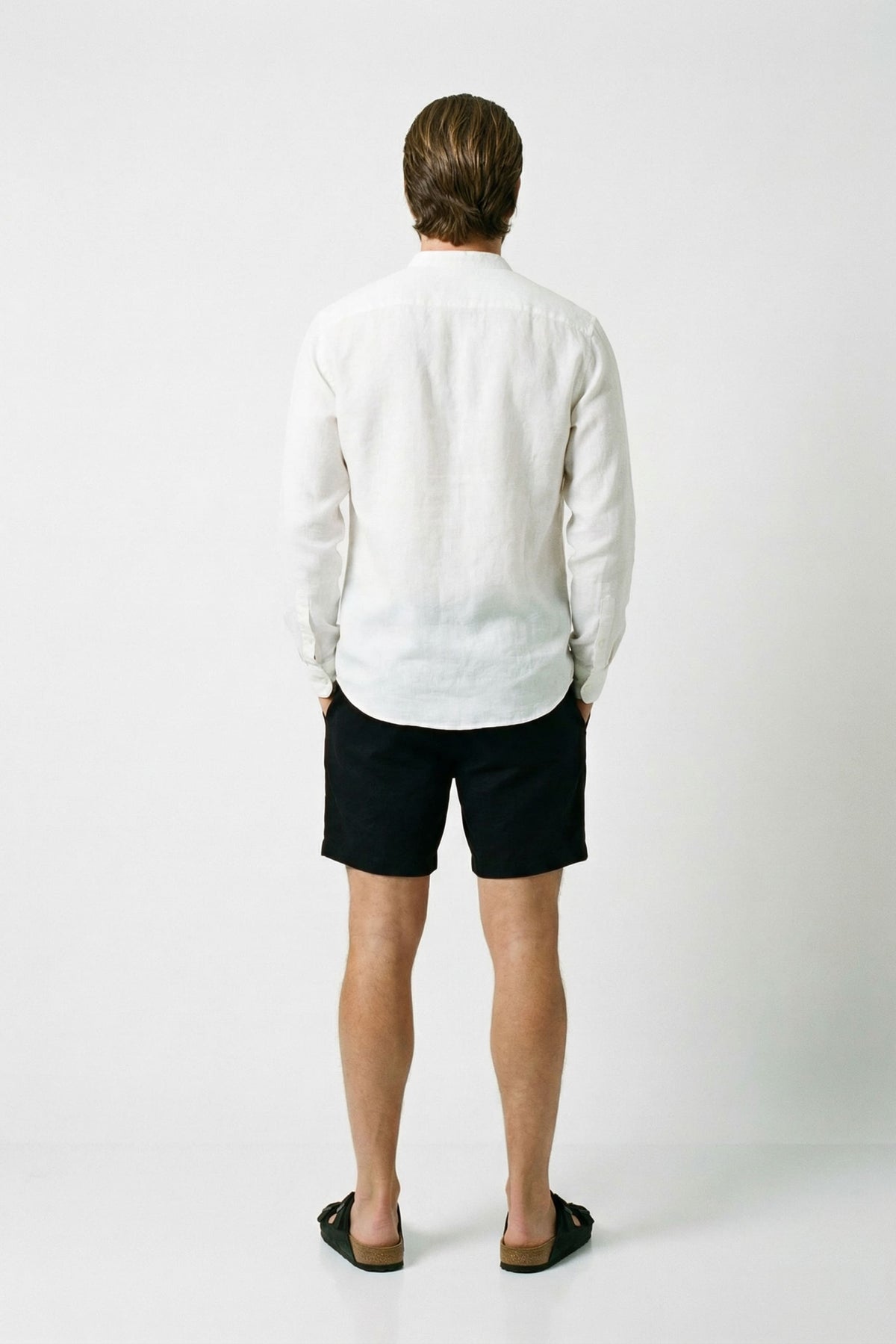 Men's Linen Shirt with Mandarin Collar - Veltic
