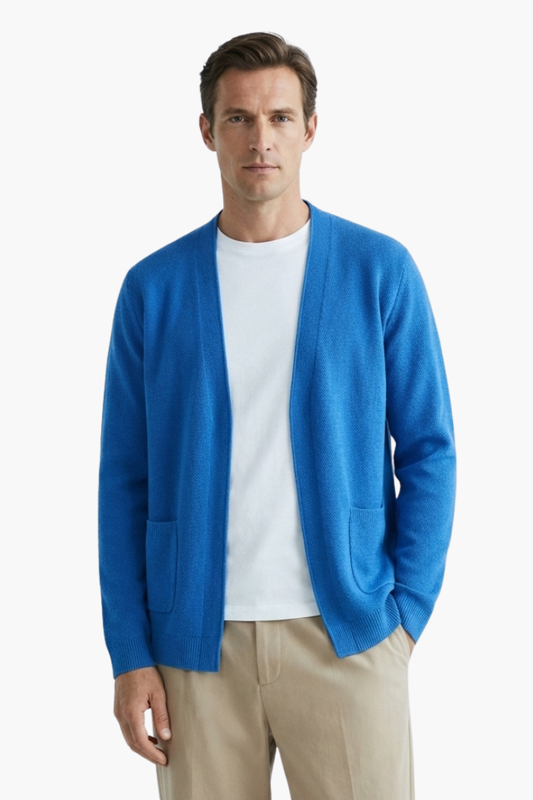 Men's Basic Knit Cardigan with Regular Fit - Veltic