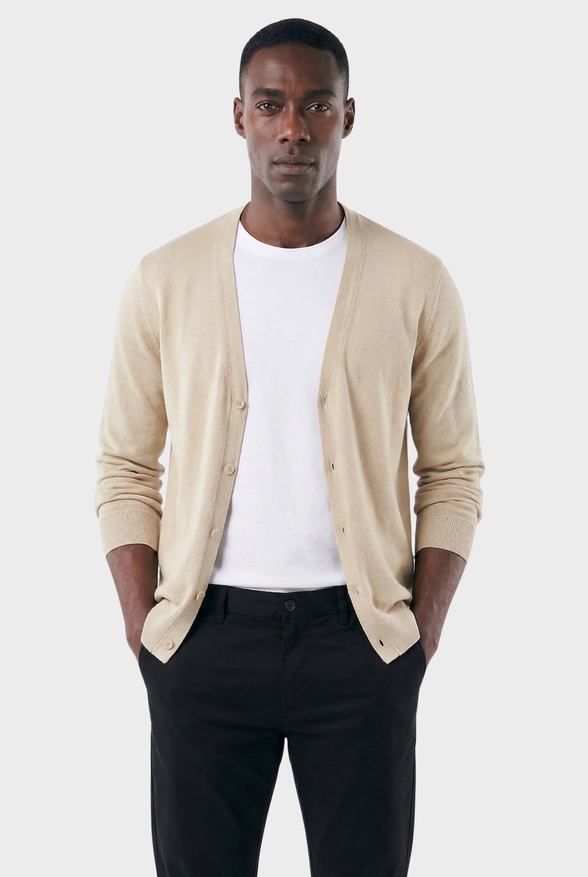 Men's Casual V-Neck Lightweight Knit Cardigan - Veltic