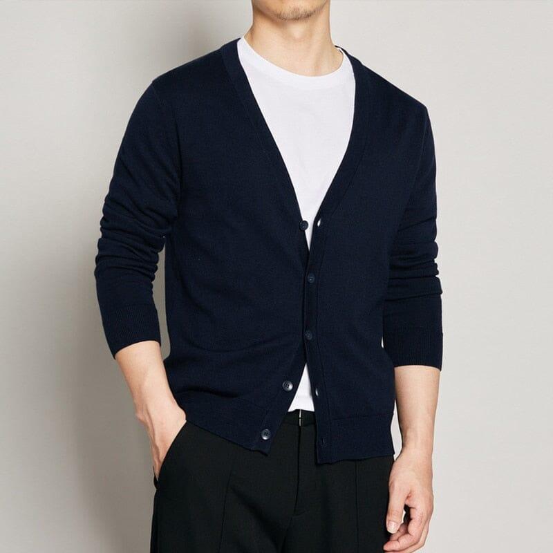 Men's Casual V-Neck Lightweight Knit Cardigan - Veltic