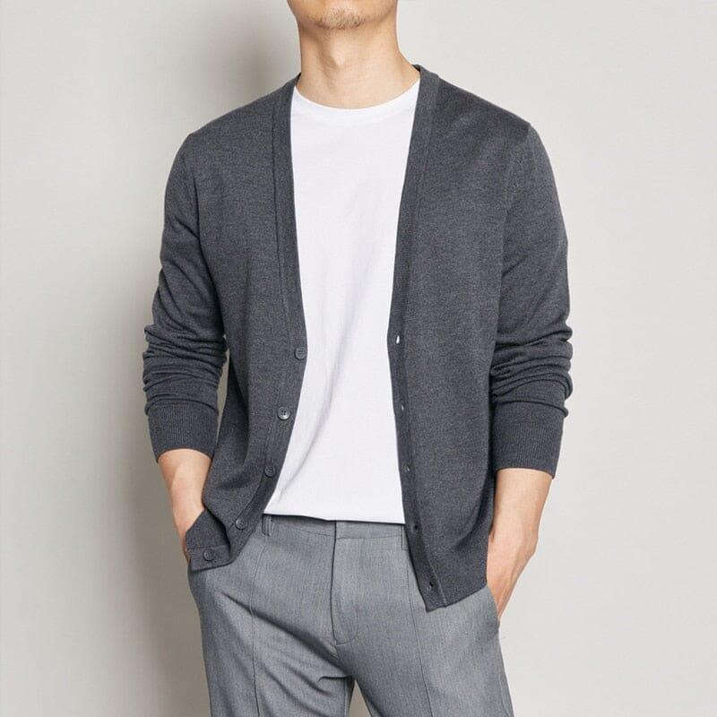 Men's Casual V-Neck Lightweight Knit Cardigan - Veltic