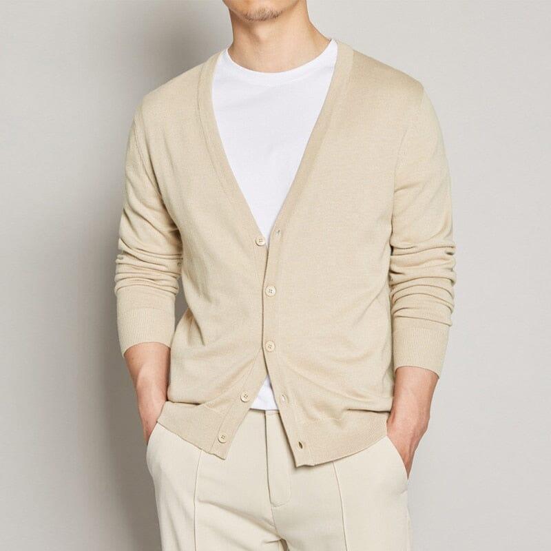 Men's Casual V-Neck Lightweight Knit Cardigan - Veltic
