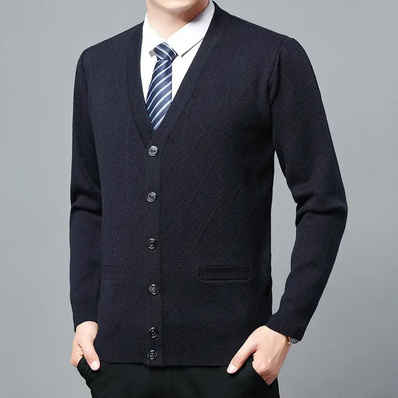 Men's Executive Argyle Cardigan with V-Neck - Veltic