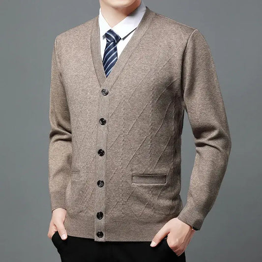 Men's Executive Argyle Cardigan with V-Neck - Veltic