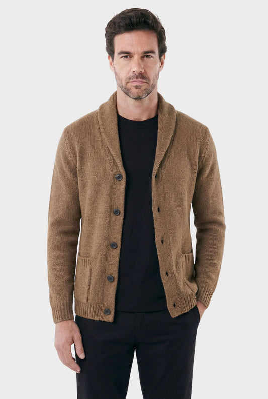 Men's London Cardigan with Structured Shawl Collar - Veltic