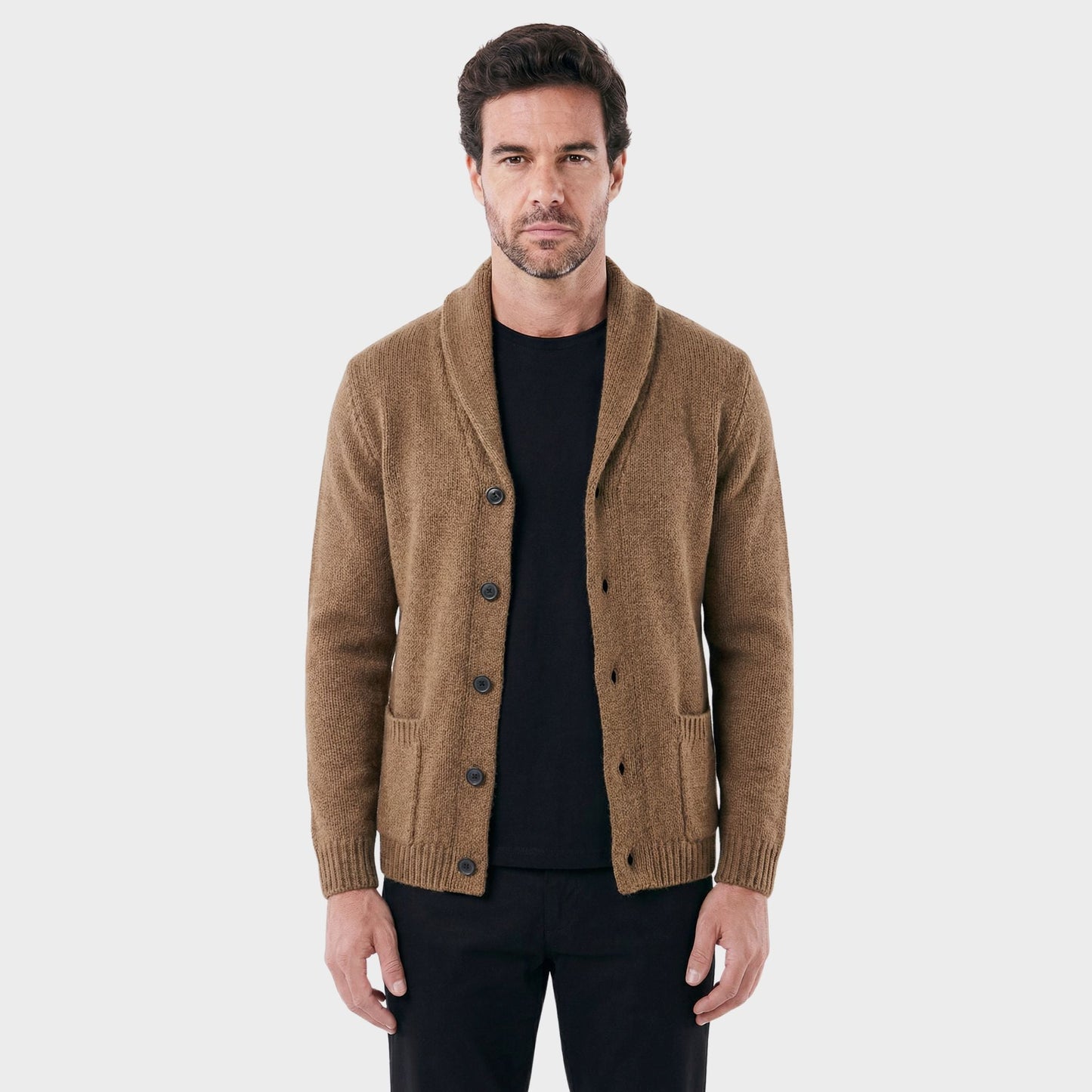 Men's London Cardigan with Structured Shawl Collar - Veltic