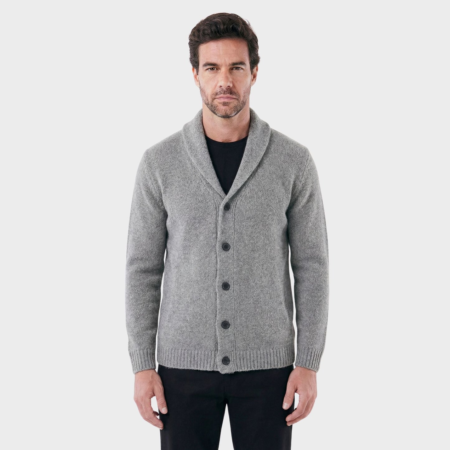Men's London Cardigan with Structured Shawl Collar - Veltic