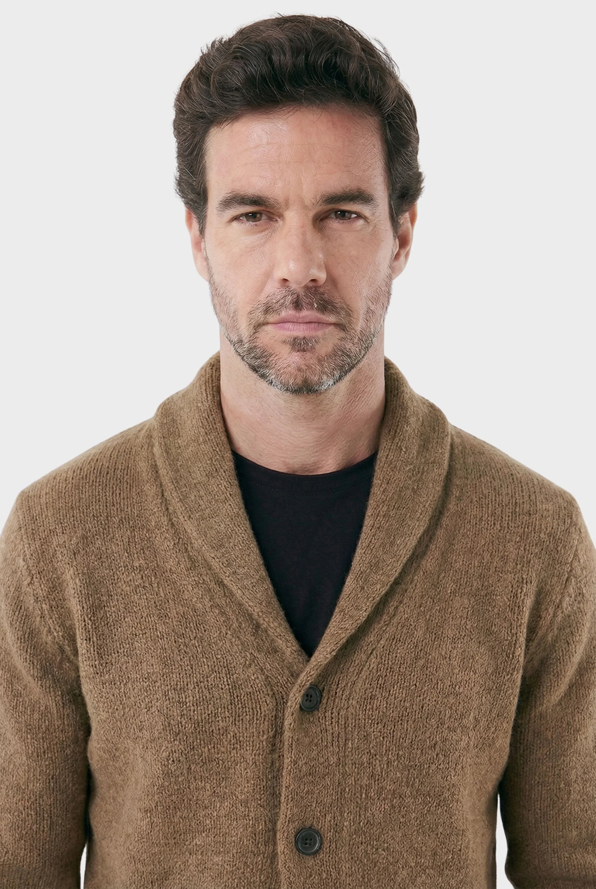 Men's London Cardigan with Structured Shawl Collar - Veltic
