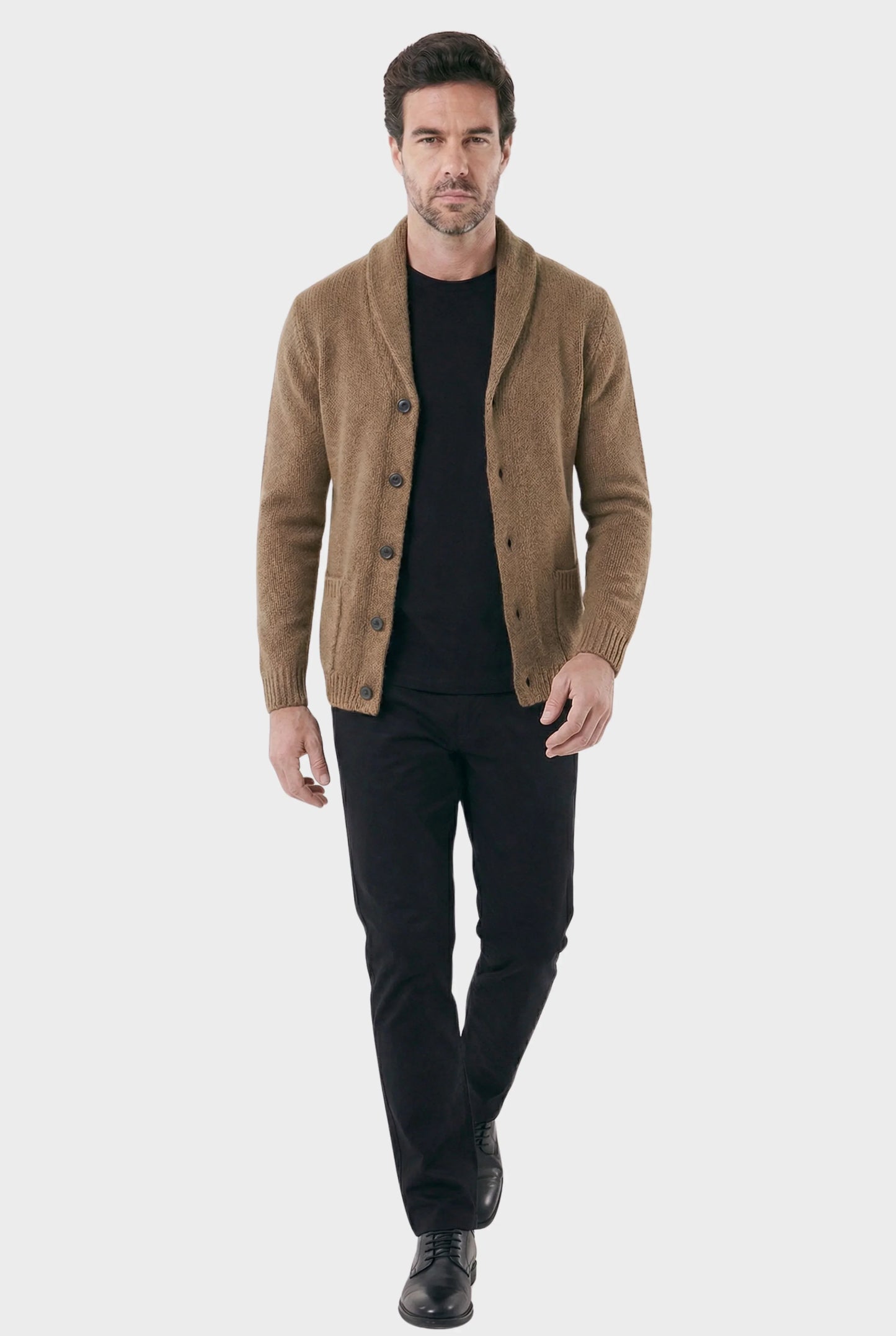 Men's London Cardigan with Structured Shawl Collar - Veltic