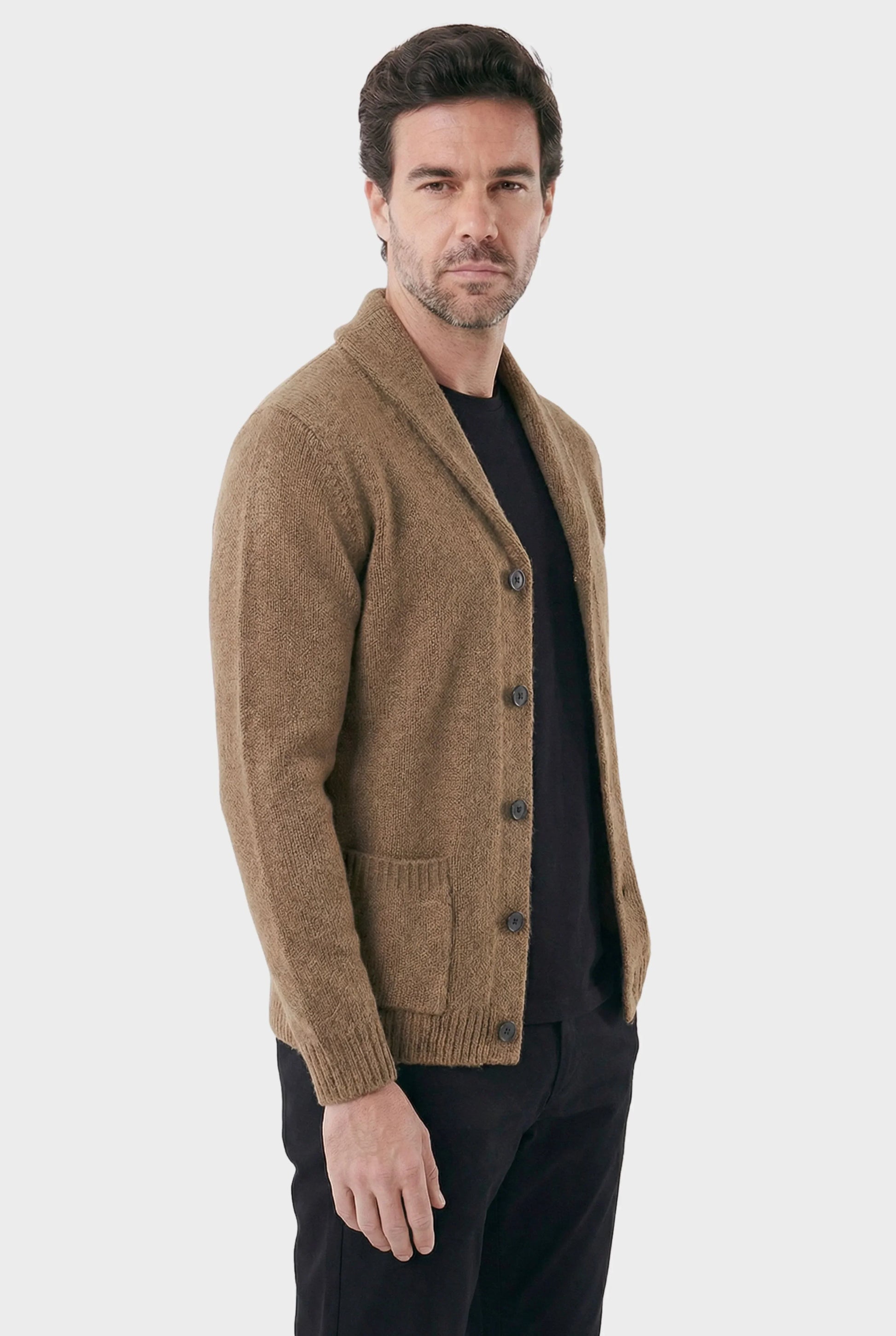 Men's London Cardigan with Structured Shawl Collar - Veltic