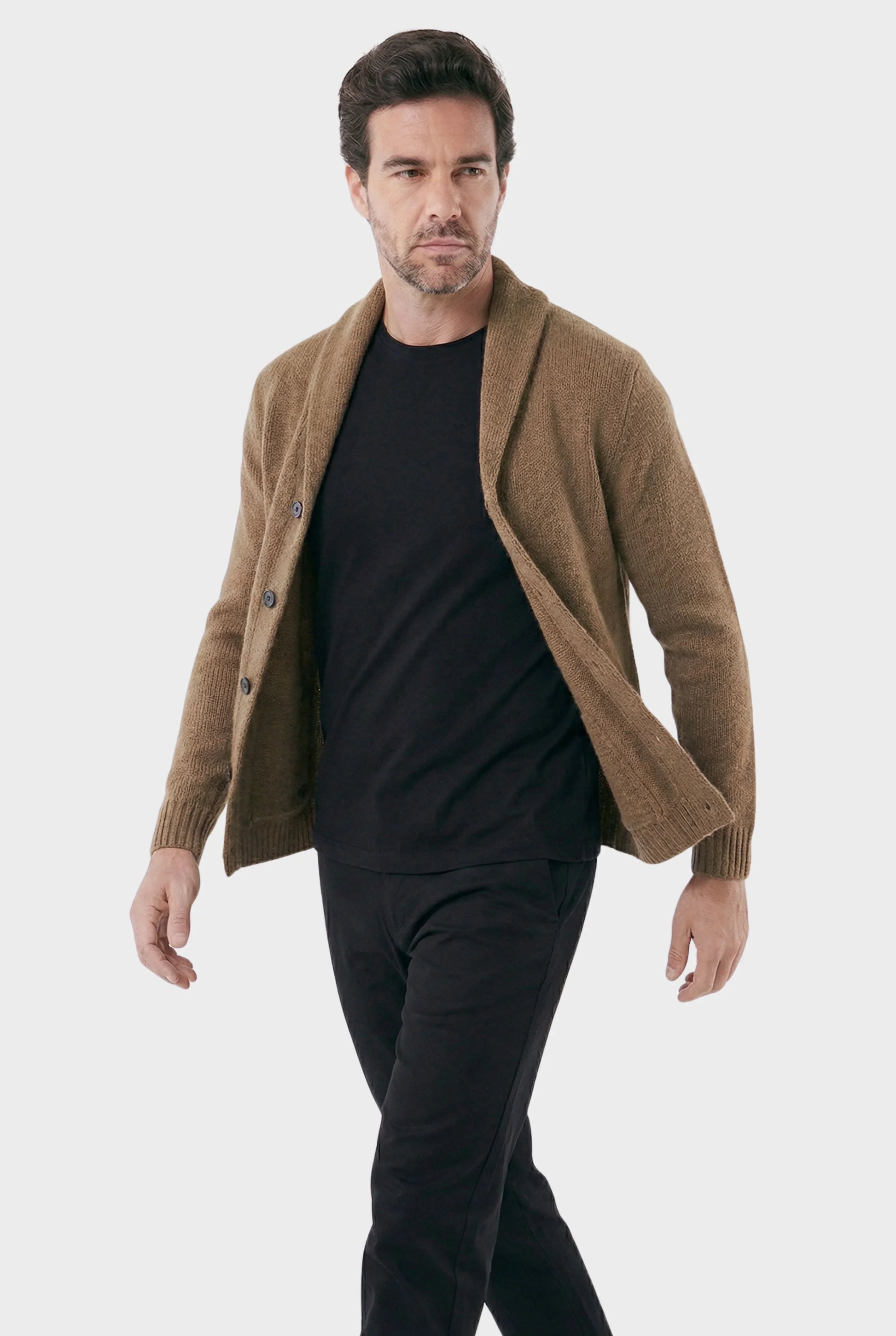 Men's London Cardigan with Structured Shawl Collar - Veltic
