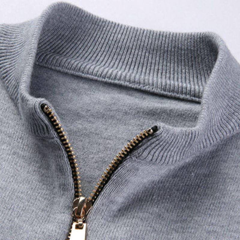 Men's Wool Cardigan with Central Zipper - Veltic