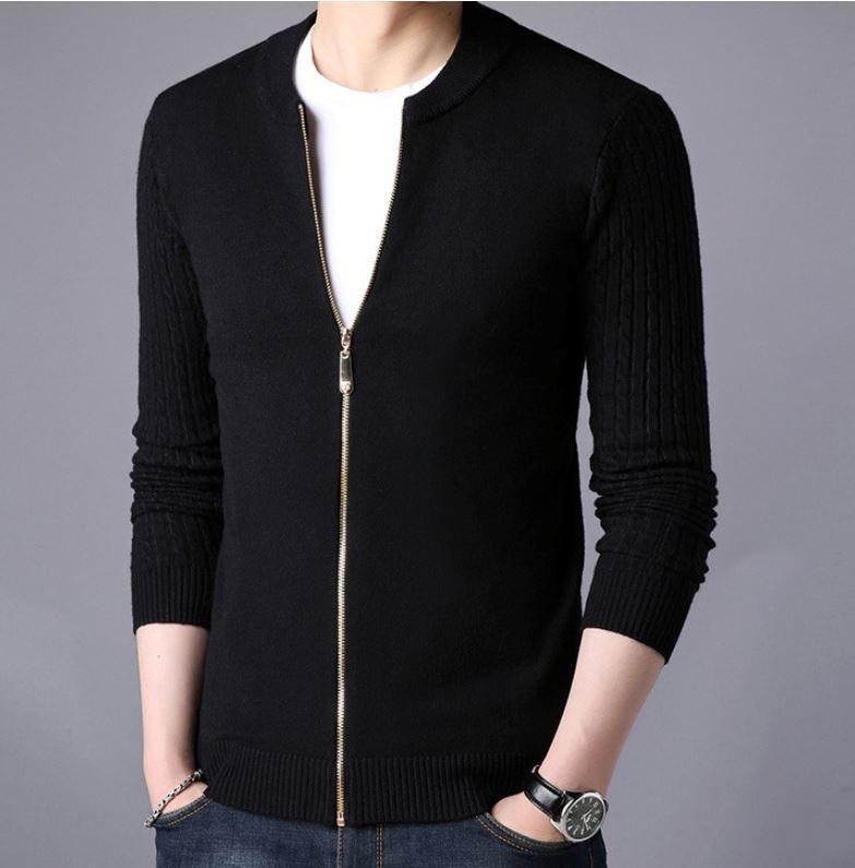 Men's Wool Cardigan with Central Zipper - Veltic