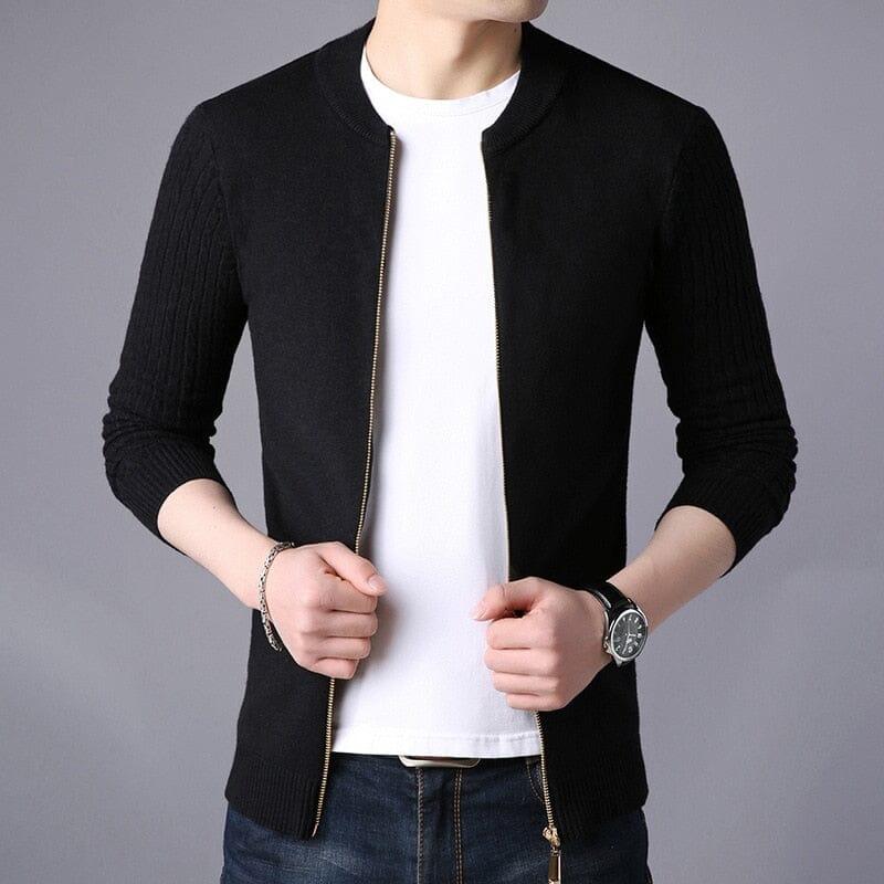 Men's Wool Cardigan with Central Zipper - Veltic