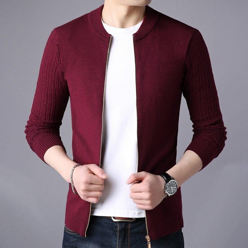 Men's Wool Cardigan with Central Zipper - Veltic