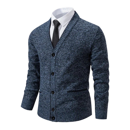 Men's Slim Dress Cardigan with V-Neck - Veltic