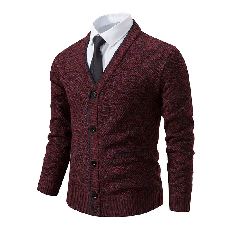 Men's Slim Dress Cardigan with V-Neck - Veltic