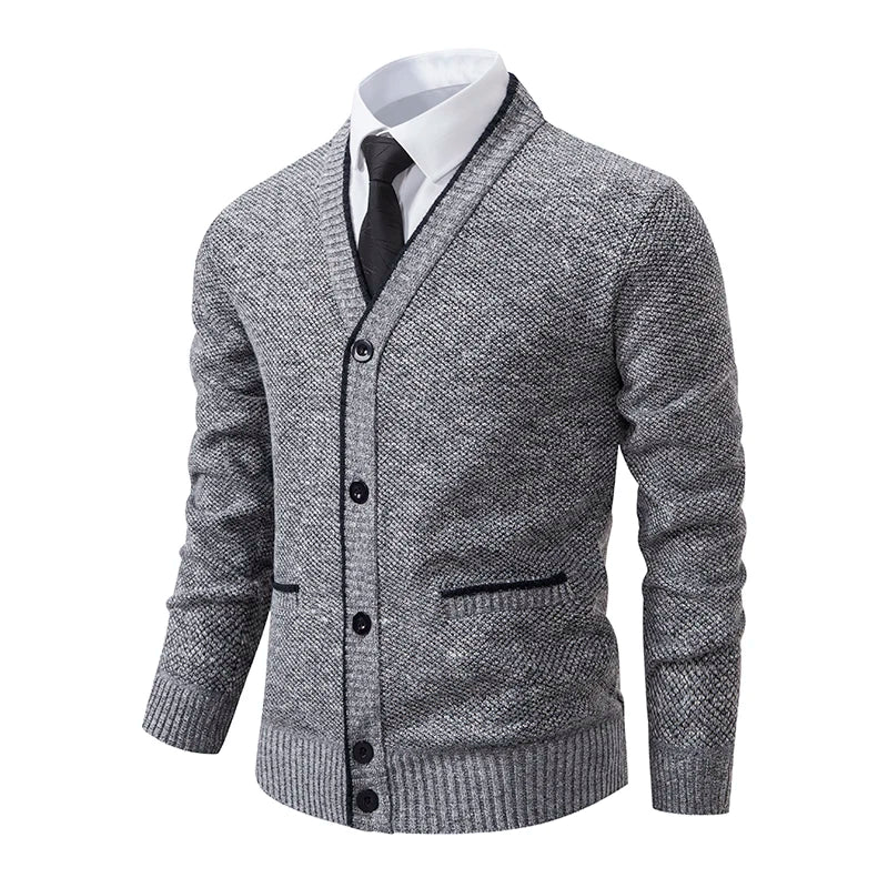 Men's Slim Dress Cardigan with V-Neck - Veltic