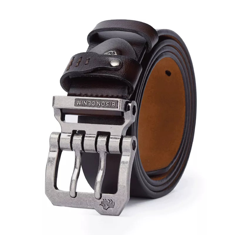 Men's Leather Belt Veltic Bison Denim - Veltic