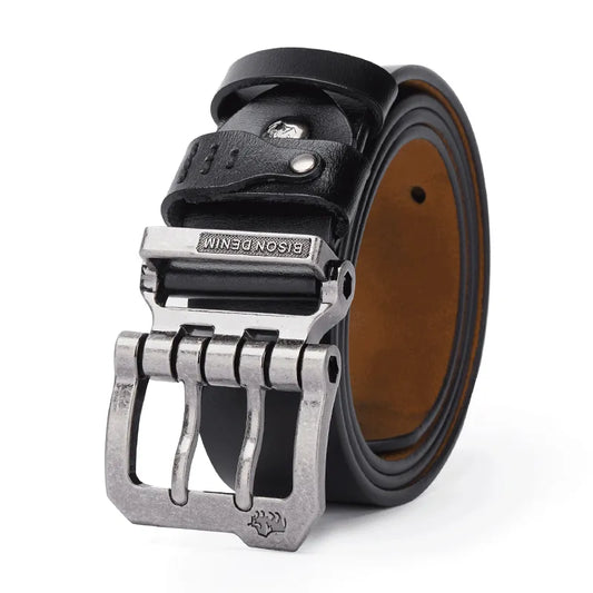 Men's Leather Belt Veltic Bison Denim - Veltic