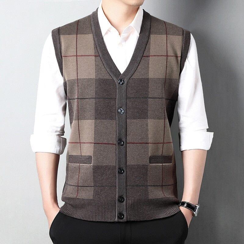 Men's V-Neck Vest with Embroidered Finish Austin - Veltic