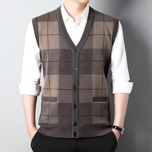 Men's V-Neck Vest with Embroidered Finish Austin - Veltic