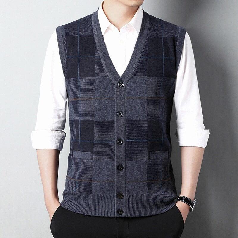 Men's V-Neck Vest with Embroidered Finish Austin - Veltic