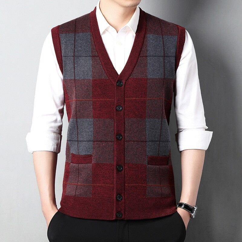Men's V-Neck Vest with Embroidered Finish Austin - Veltic