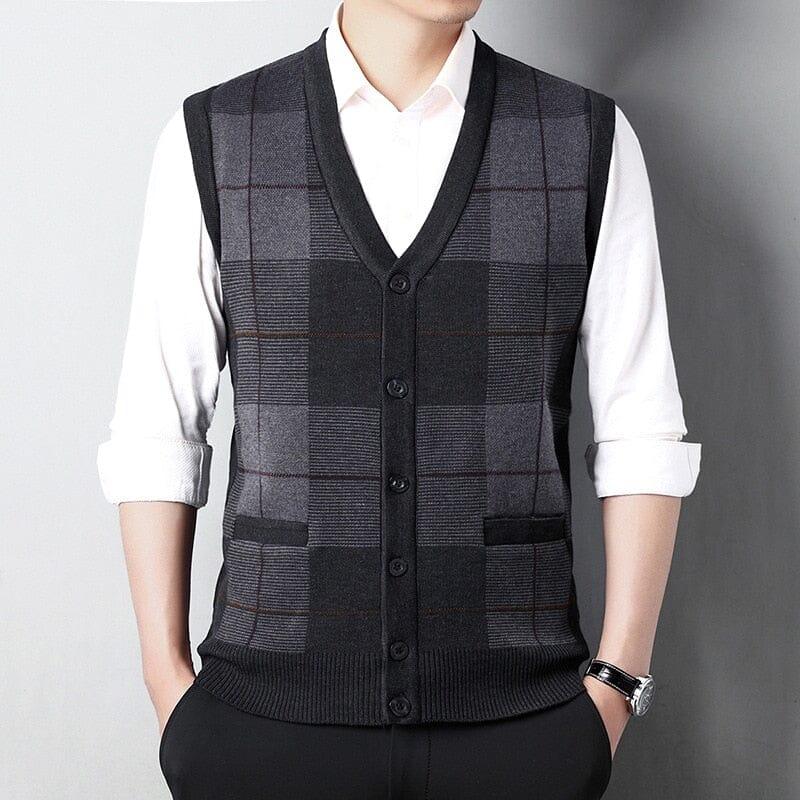 Men's V-Neck Vest with Embroidered Finish Austin - Veltic