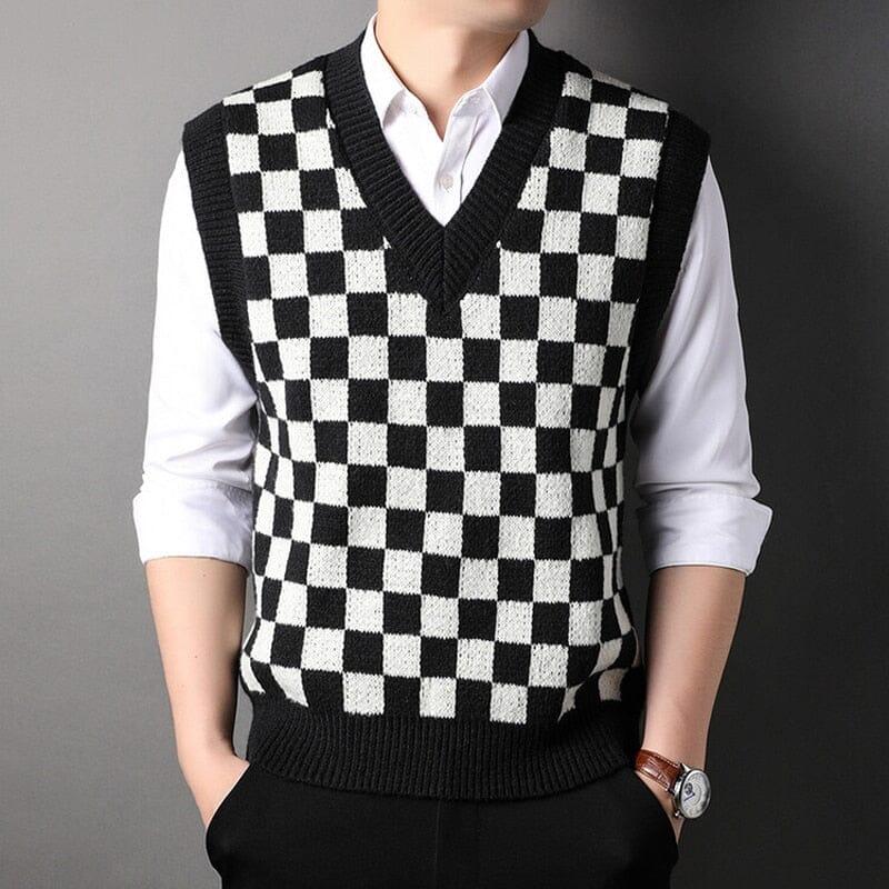 Men's Vest with Embroidered Checkered Pattern Carlsen - Veltic