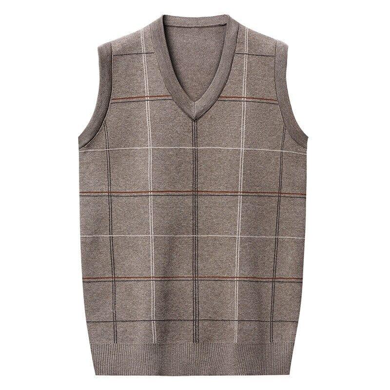 Men's Knitted Vest with Geometric Print Cassel - Veltic