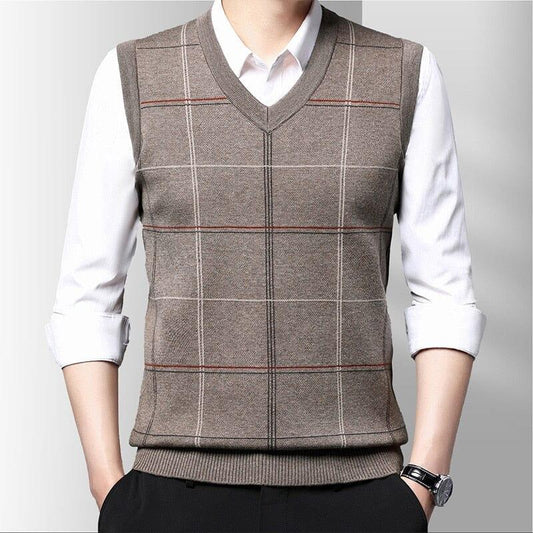 Men's Knitted Vest with Geometric Print Cassel - Veltic