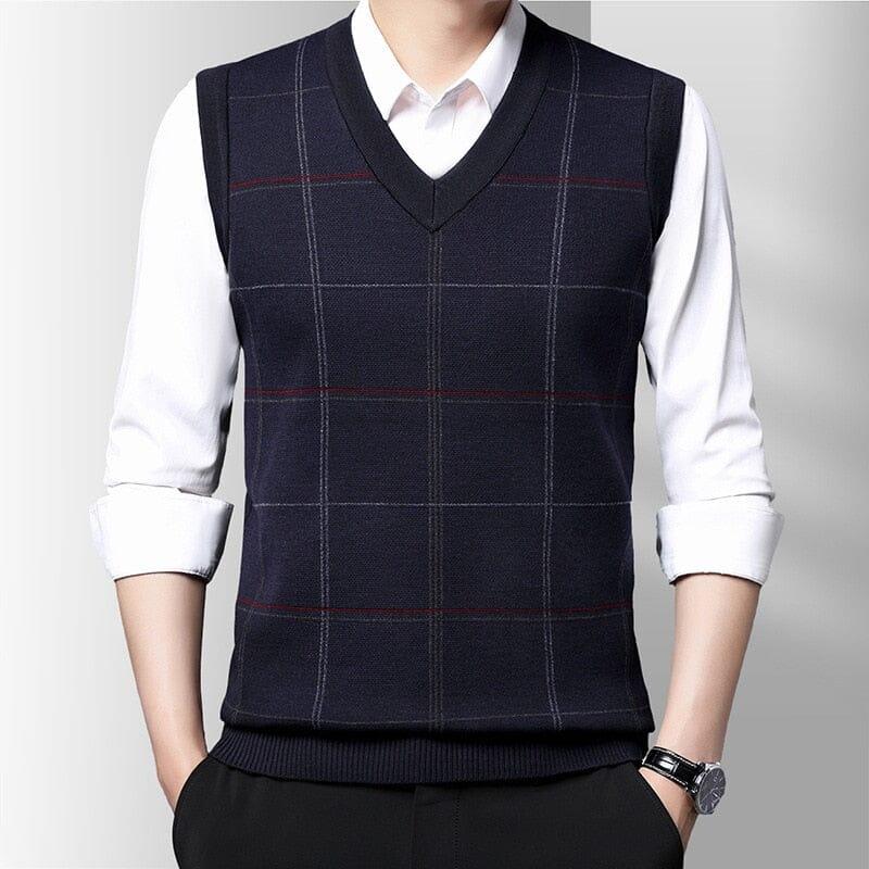 Men's Knitted Vest with Geometric Print Cassel - Veltic
