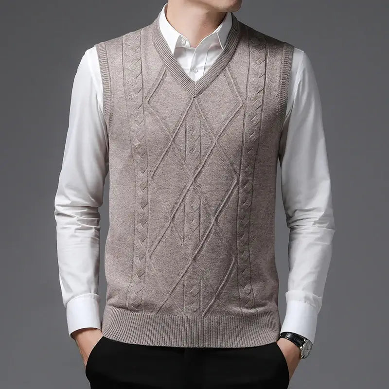 Men's Vest with V-Neck and Embroidered Finish - Veltic