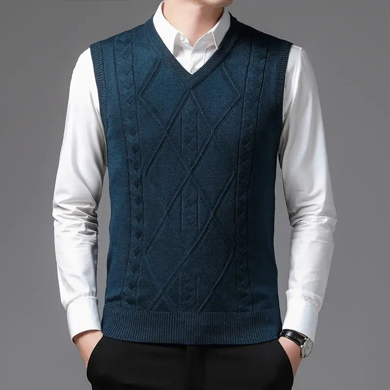 Men's Vest with V-Neck and Embroidered Finish - Veltic